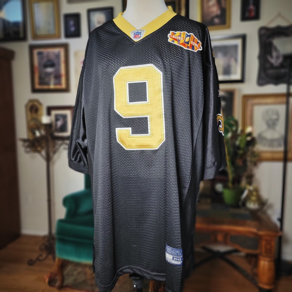 Reebok‎ Drew Brees NFL Jersey NWT Black New Orleans Saints Super Bowl XLIV 56